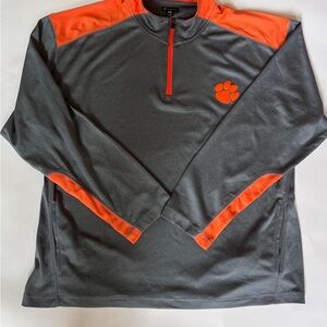 Gray and Orange Clemson Quarter-Zip Pullover